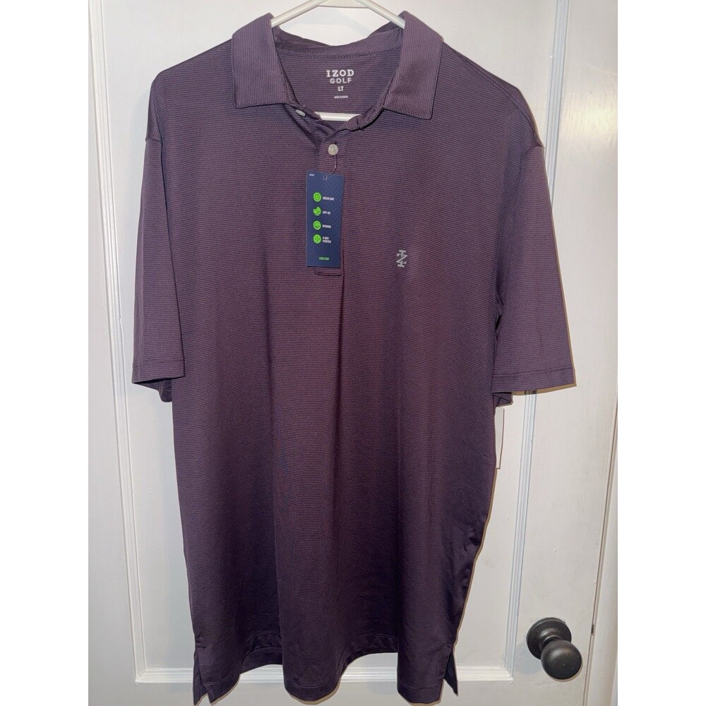 NWT Izod Golf Mens Size LT Purple Short Sleeve Polo Shirt Golf Shirt
